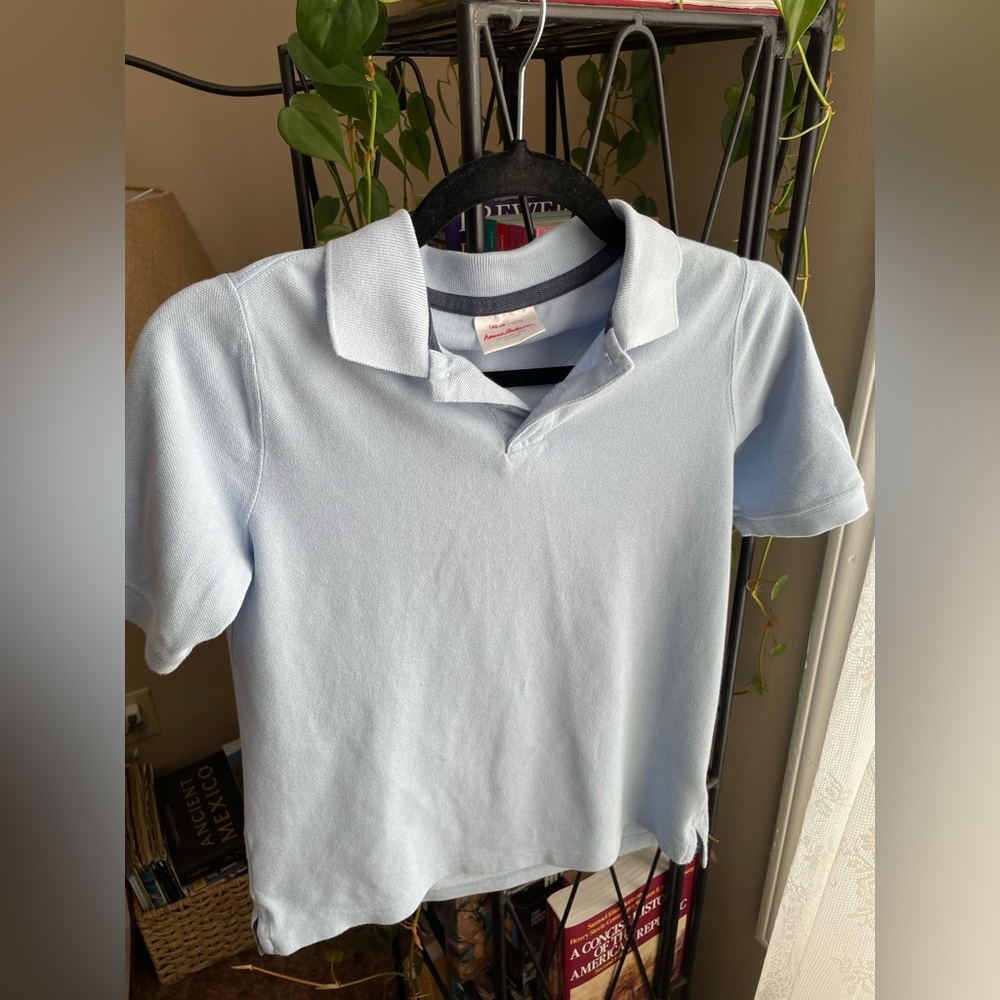 Hanna Andersson Light Blue Pique Short Sleeve Polo Shirt in Organic Cotton